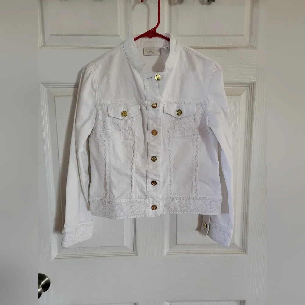 White Chico Jean Jacket - Picture 1 of 8